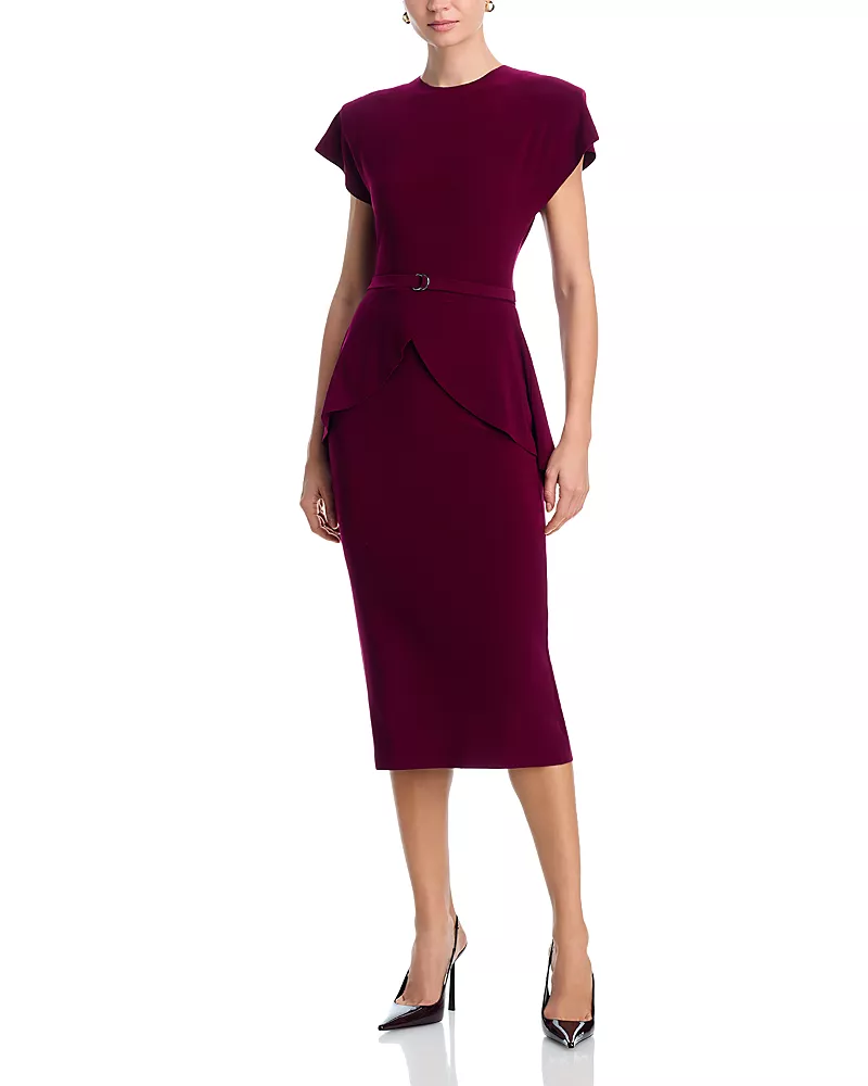 Norma Kamali Peplum Cap Sleeve Dress