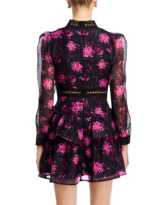 Mock Neck Long Sleeve Ruffle Mini Dress - Exclusive