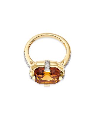 Citrine & Diamond Statement Ring in 14K Yellow Gold
