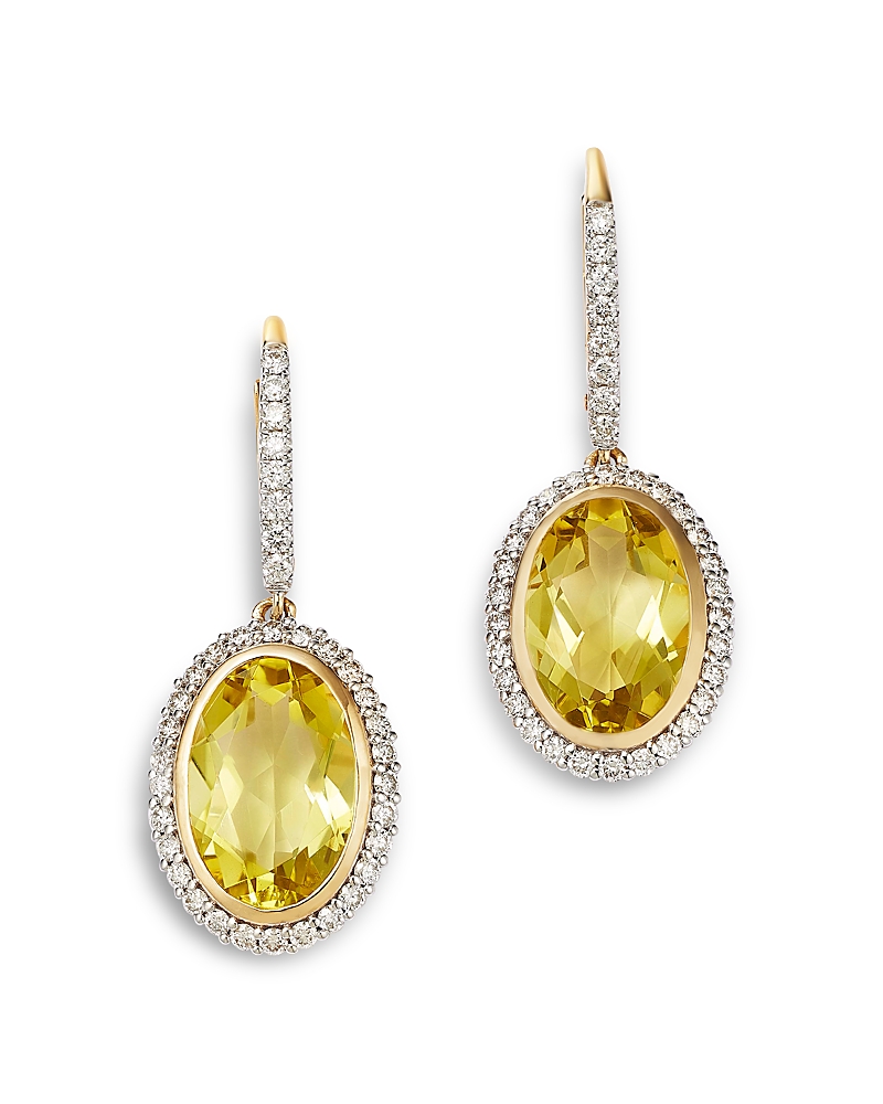 Bloomingdale's Fine Collection Lemon Quartz & Diamond Halo Drop Earrings