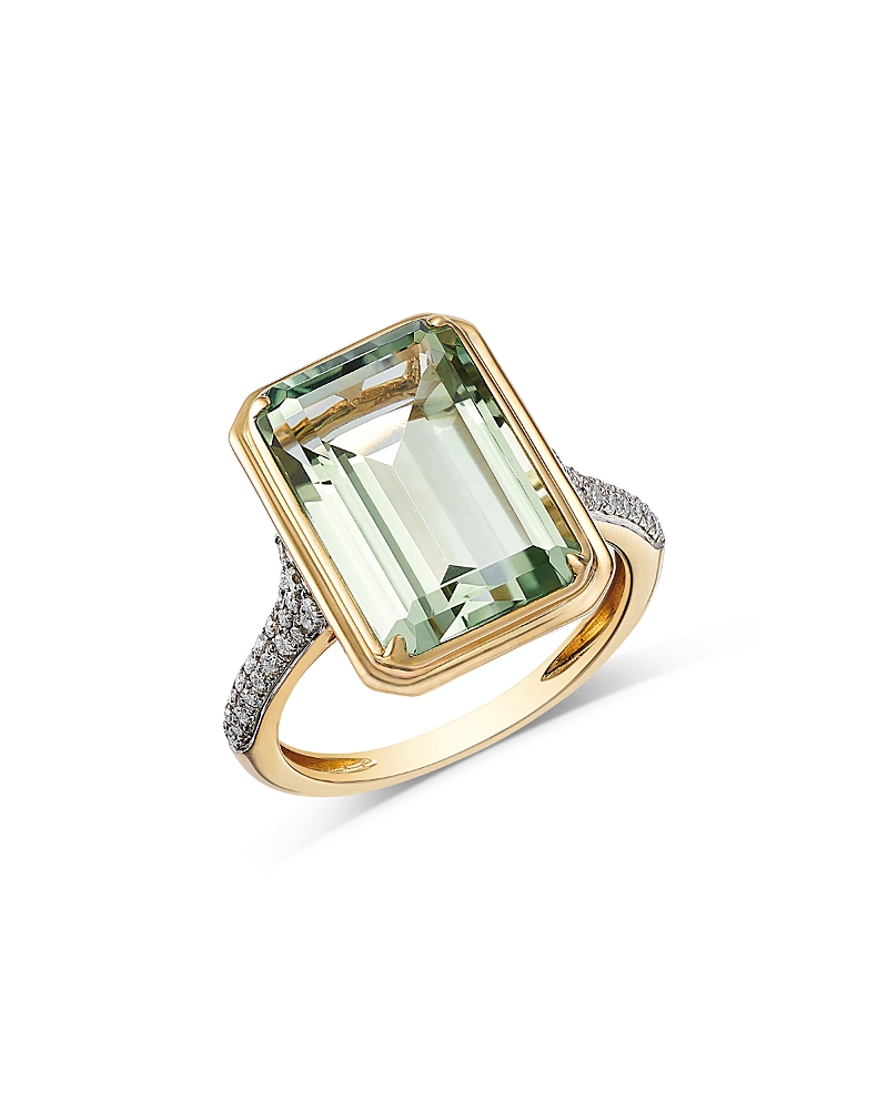 Bloomingdale's Fine Collection Prasiolite & Diamond Ring In 14k Yellow Gold In Gold