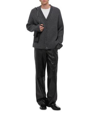 Relaxed Fit Ribbed Cardigan Sweater