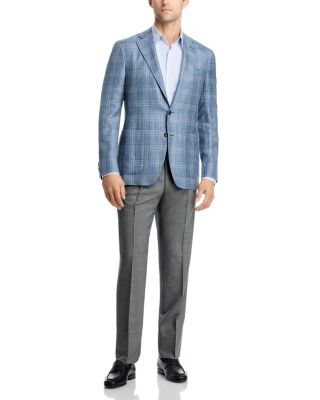 Kei Wool, Silk & Linen Plaid Unstructured Trim Fit Sport Coat