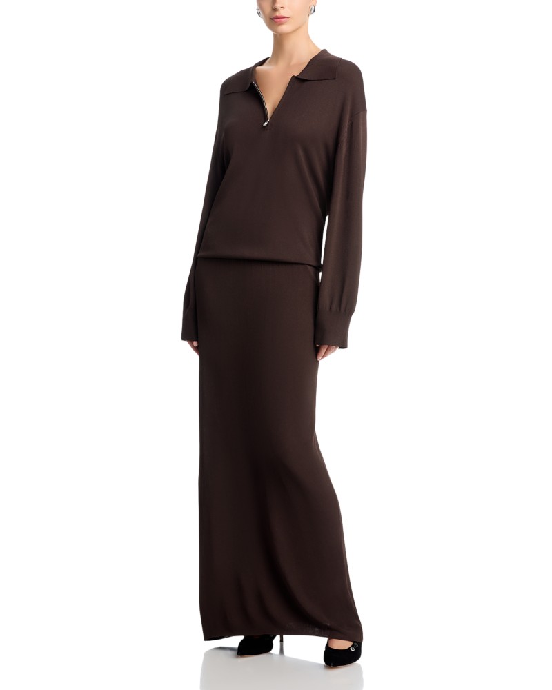 Brandon Maxwell Sabine Polo Dress in Truffle