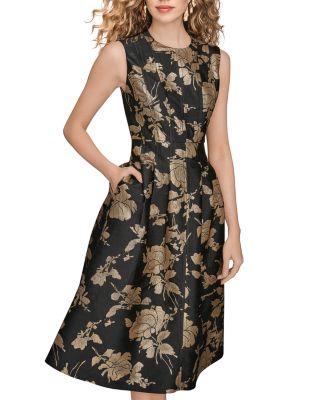 Metallic Jacquard Midi Dress