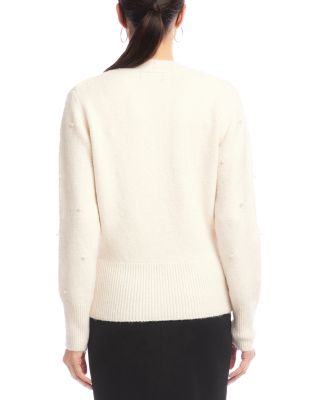 Karen Kane Embellished Faux Wrap V Neck Sweater