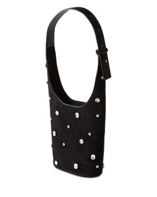 Crystal Embellished Leather Shoulder Bag