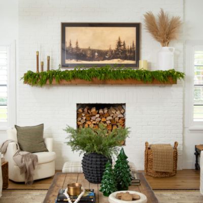 Pre-Lit Artificial Real Touch Norfolk Island Pine 9' Garland with Warm White LED Lights and Natural Look