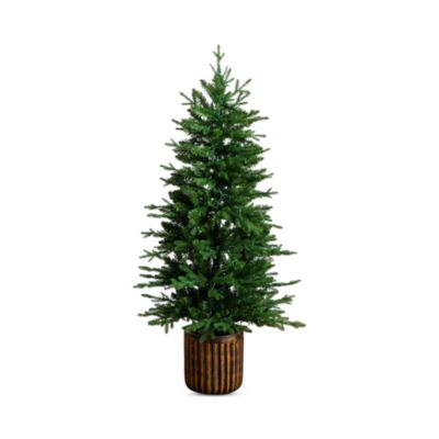 Pre-Lit Artificial 4.5&#39; Christmas Tree in Decorative Planter with Clear LED Lights