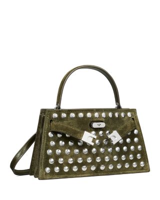 Studded Suede Top Handle Bag