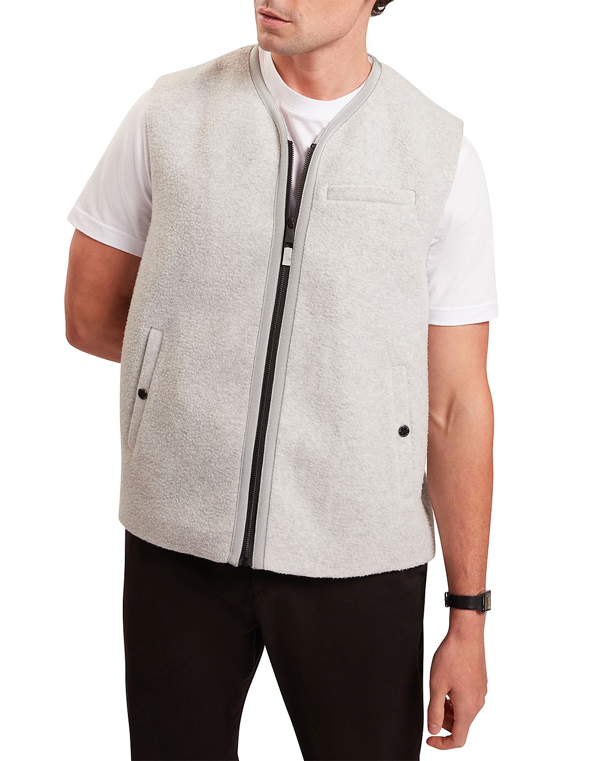 Ted Baker Klauson Fleece Zip Front Sweater Vest