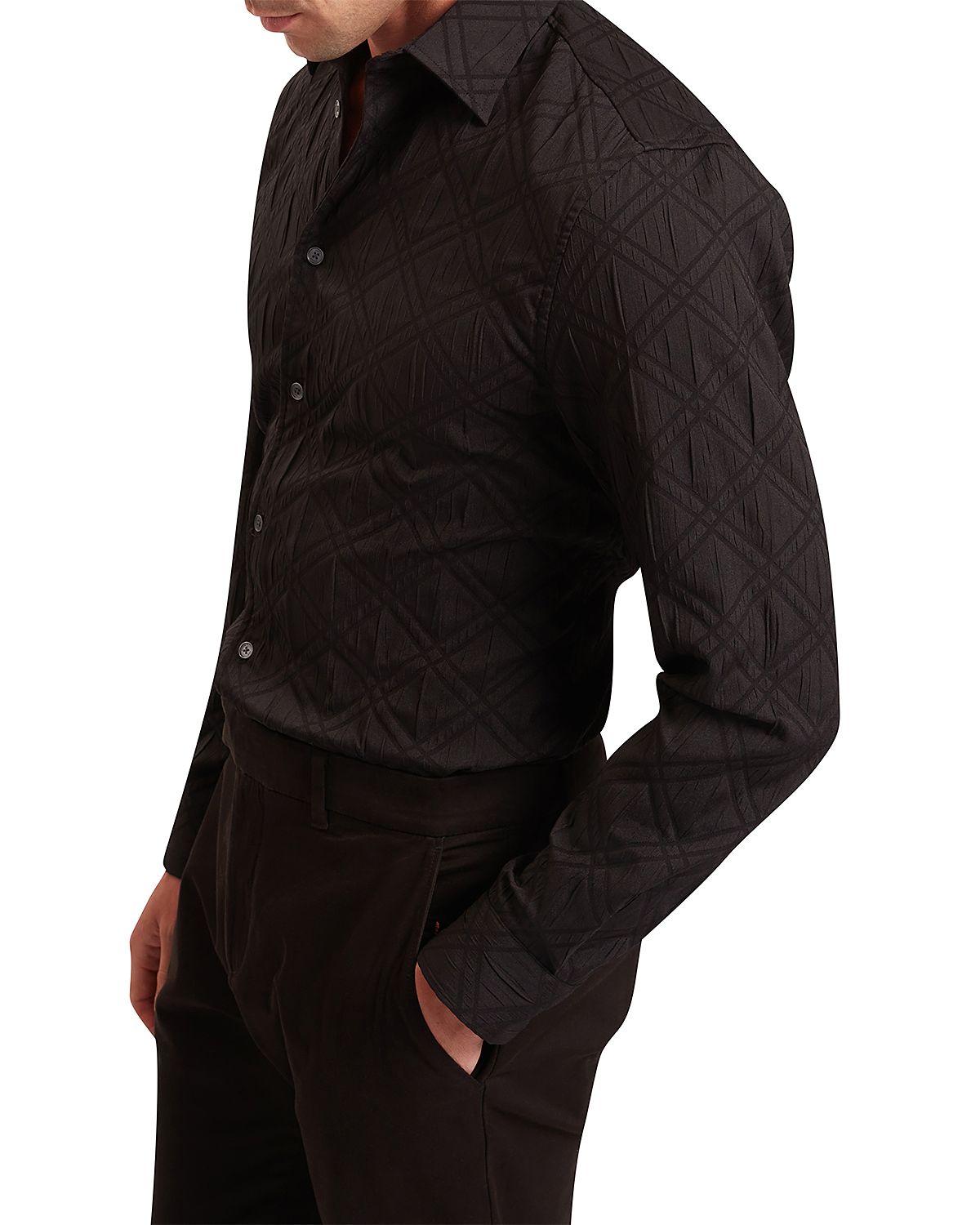 Ted Baker Fynran Crinkled Long Sleeve Button Front Shirt