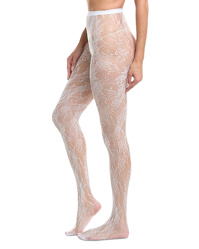 High Heel Jungle Venise Lace Fishnet Tights In White