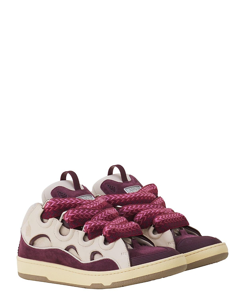 Lanvin Curb Leather Sneakers In Purple