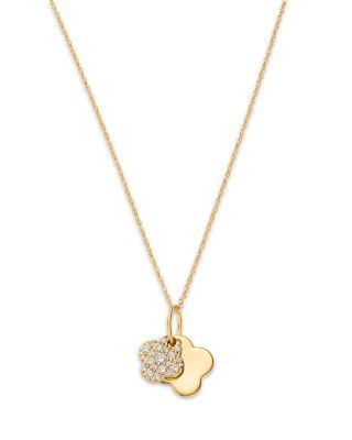 Diamond Clover Pendant Necklace in 14K Yellow Gold, 0.25 tcw