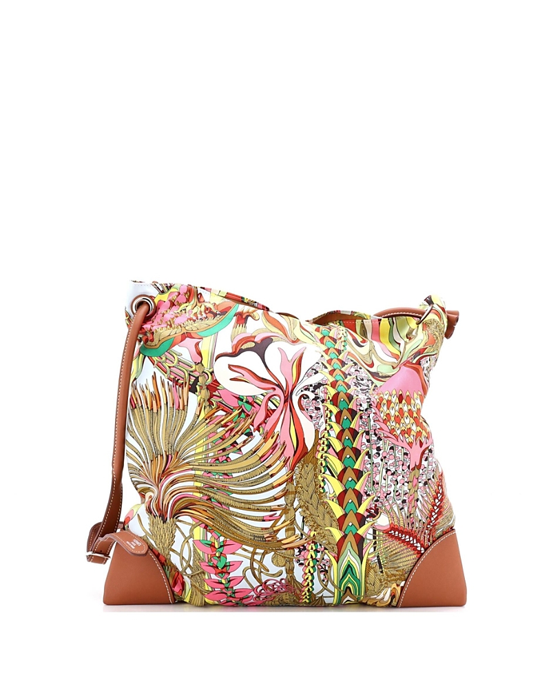 Pre-owned Pre-owned Hermes  Hermes Pm Silky City Bag Printed Silk And Leather