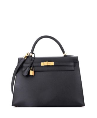 Kelly 32 Handbag Black Epsom with Gold Hardware