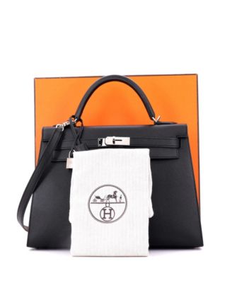 Kelly 32 Handbag Black Epsom with Palladium Hardware
