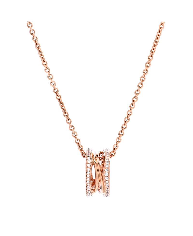 Pre-owned Pre-owned Bvlgari  Bvlgari B. Zero1 Open Design Legend Zaha Hadid Pendant Necklace 18k Rose Gold With Diamond
