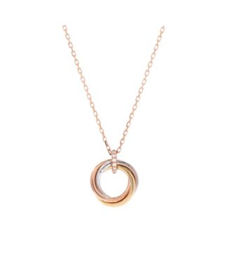  Trinity Pendant Necklace 18K Tricolor Gold and Diamonds, 16.25"