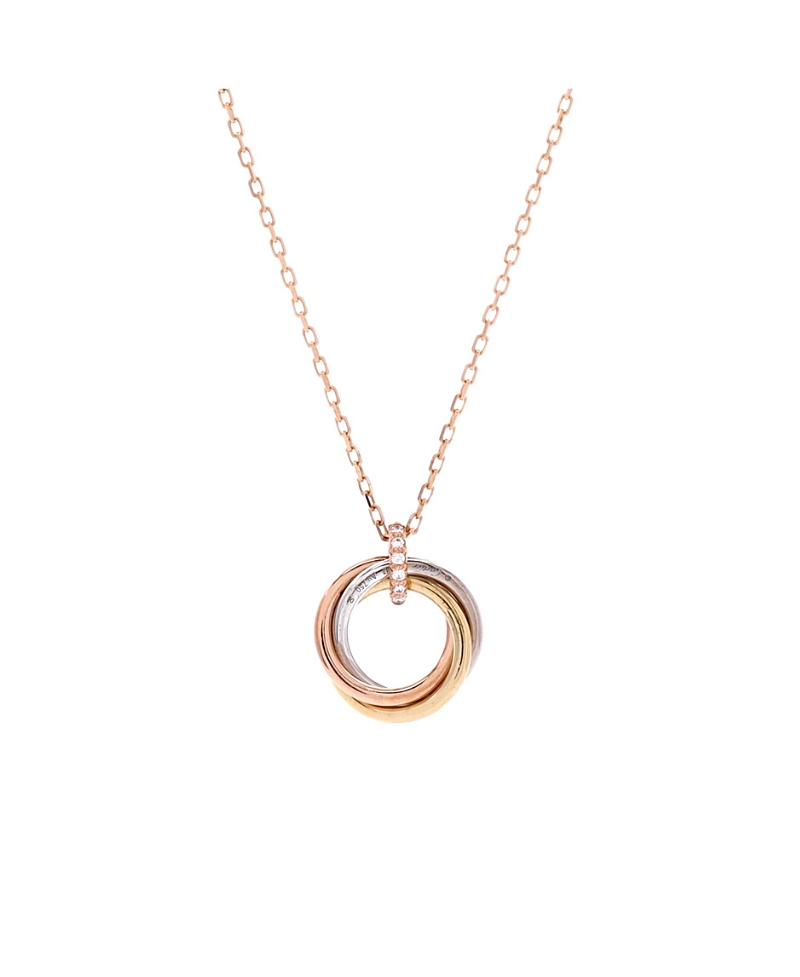 Click to view more detailed imagery on our partner's website Pre-owned Pre-owned Cartier Cartier Trinity Pendant Necklace 18k Tricolor Gold And Diamonds, 16.25"