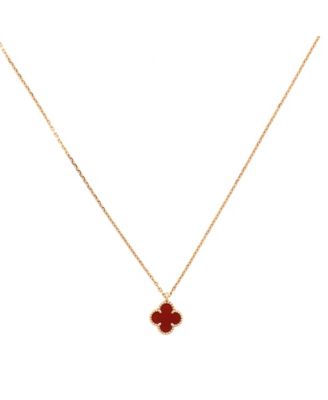  Sweet Alhambra Pendant Necklace 18K Rose Gold and Carnelian, 15.25 - 16"