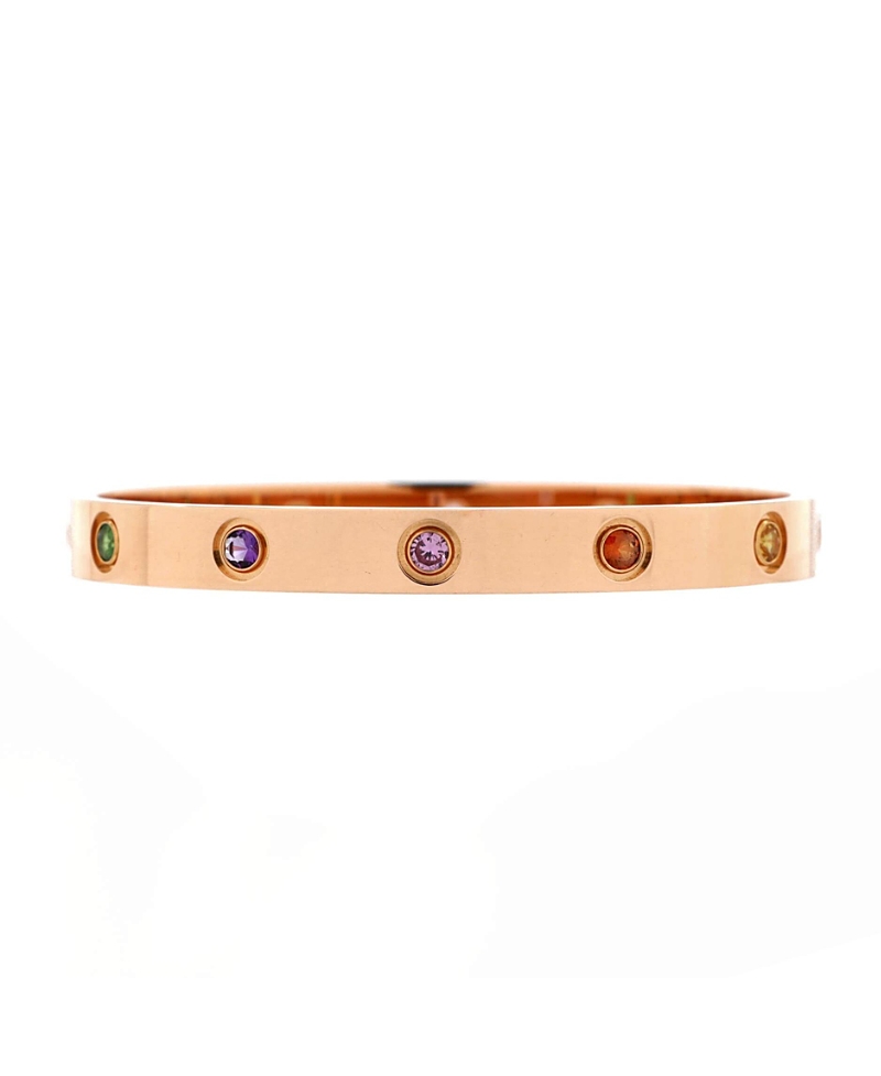 Pre-owned Pre-owned Cartier  Cartier Love 10 Stone Bracelet 18k Rose Gold With Garnet, Amethyst And Sapphire