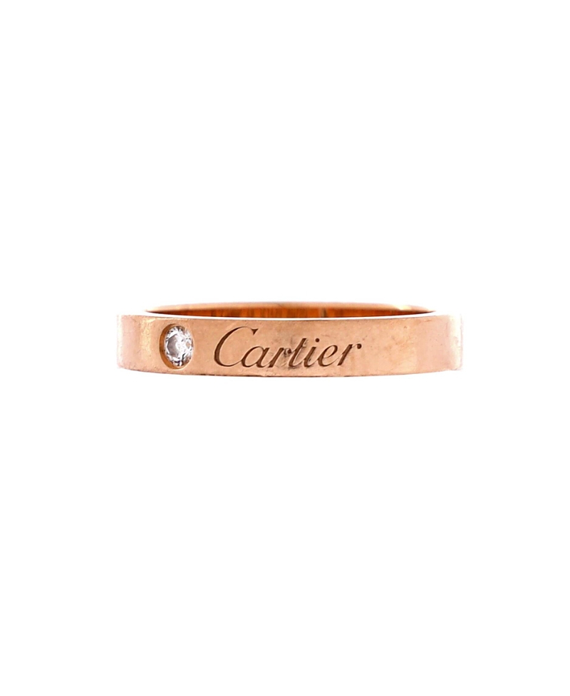 PRE-OWNED CARTIER Pre-owned Cartier C De Cartier Wedding Band Ring 18k Rose Gold With Diamond
