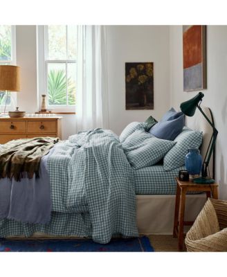 Gingham Linen Duvet Cover, Twin