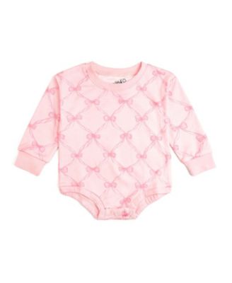 Girls' Bow Trellis Long Sleeve Romper - Baby