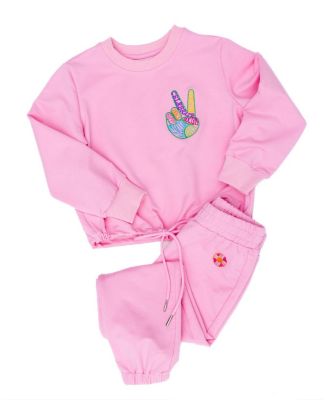  Girls' Peace Embroidered Jogger Set - Little Kid, Big Kid