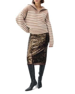 Raven Stripe Half Zip Sweater