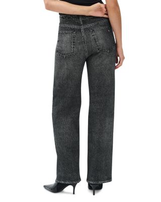 Miramar Fleece Pull On Wide Leg Sweatpant Jeans in Washed Black