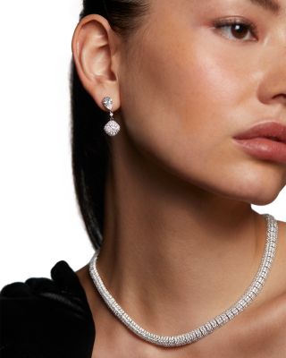 Crushed Cubic Zirconia Double Drop Earrings 