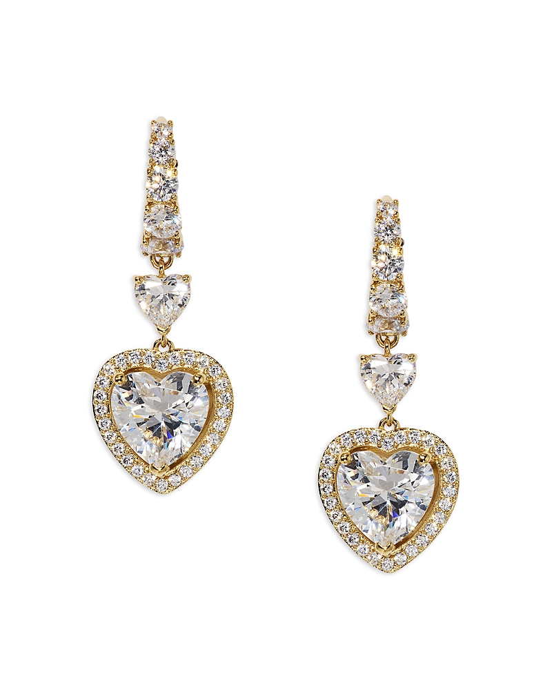 Nadri Le Bisou Cubic Zirconia Heart Halo Drop Earrings In Gold