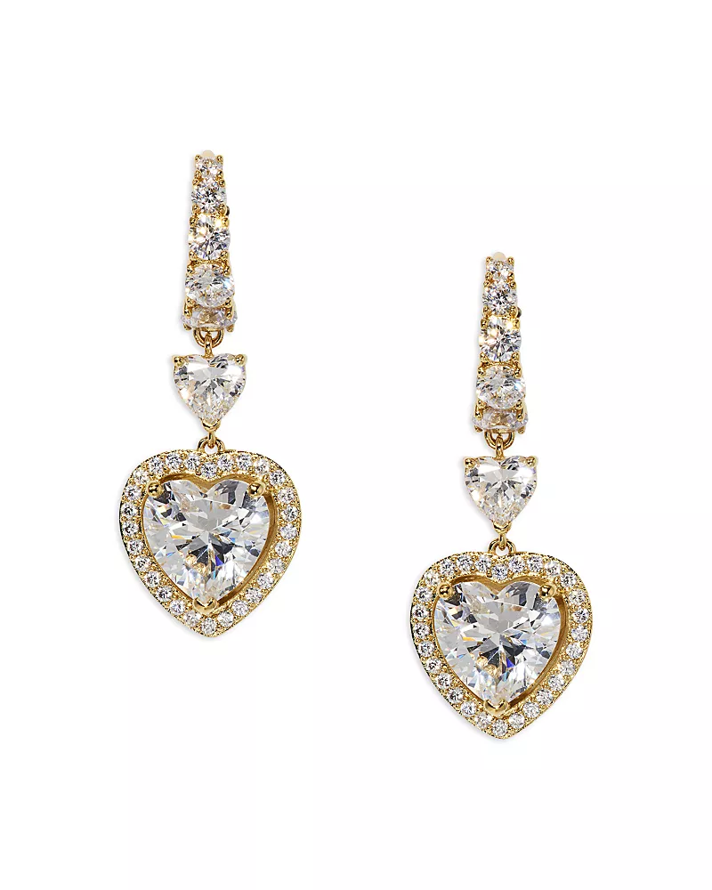 Nadri Le Bisou Cubic Zirconia Heart Halo Drop Earrings