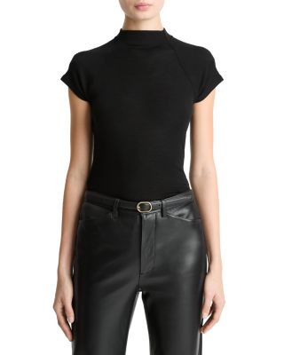 Cap Sleeve Raglan Mock Neck Top