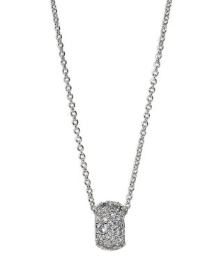 Crushed Pav&eacute; Round Pendant Necklace, 16-19"