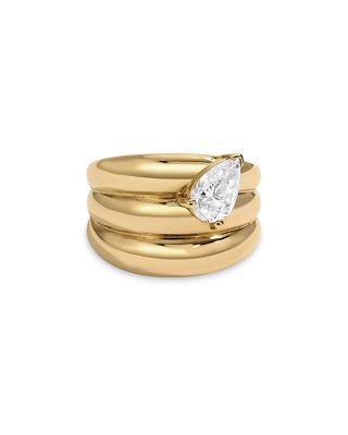 14K Yellow Gold Lab Grown Diamond Pear Groovy Era Ring