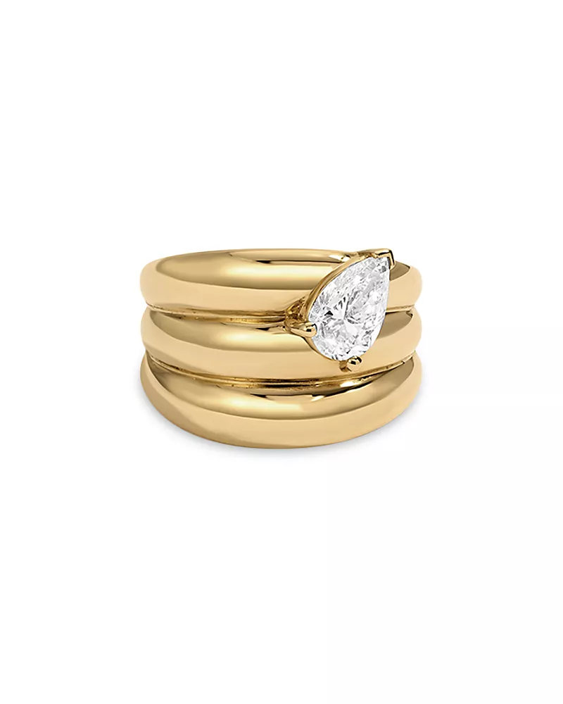 Adina Reyter 14K Yellow Gold Lab Grown Diamond Pear Groovy Era Ring