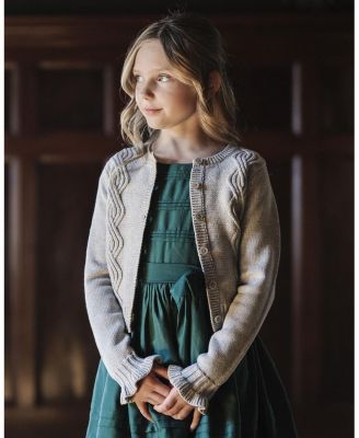 Girls' Organic Cropped Ruffle Cuff Cable Sweater Cardigan - Little Kid, Big Kid