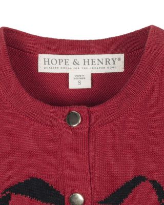 Girls' Organic Bow Intarsia Sweater Cardigan - Little Kid, Big Kid