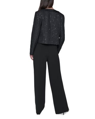 Cropped Collarless Tweed Jacket