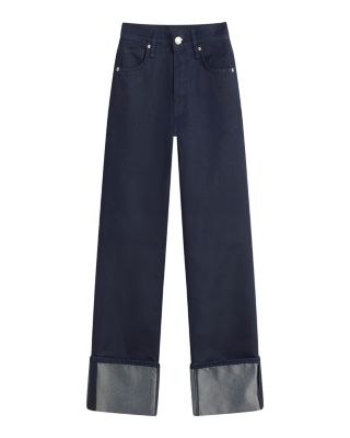 Rosie High Rise Wide Leg Ankle Jeans in Indigo Metallic