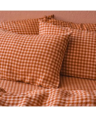  Colour Drenched Gingham Linen Pillowcase Pair, King