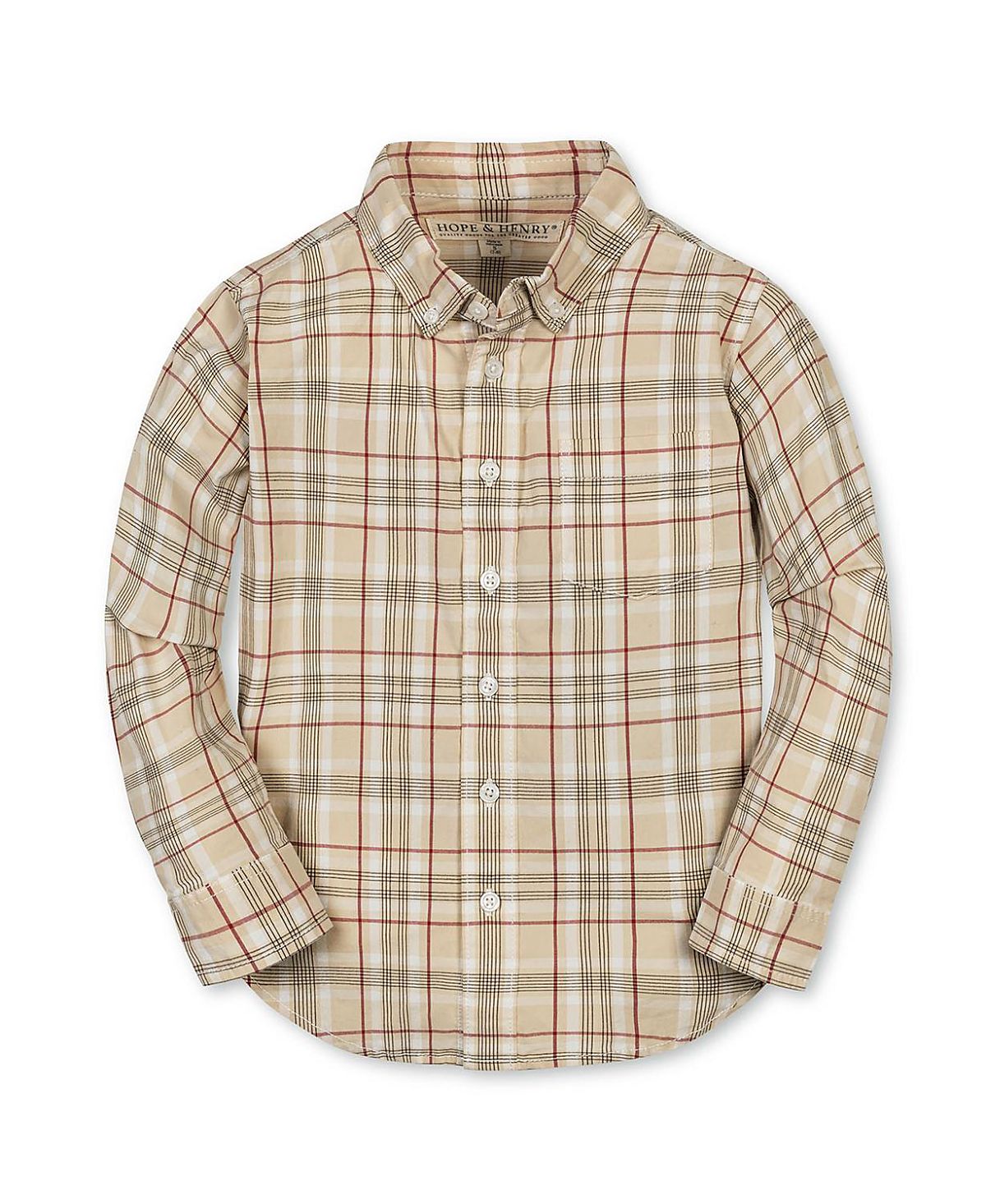 Hope & Henry Boys' Organic Long Sleeve Stretch Poplin Shirt - Little Kid, Big Kid