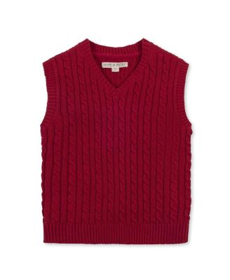 Boys' Organic V-Neck Cable Sweater Vest - Little Kid, Big Kid