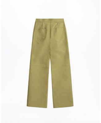  Side-Buckle High-Waist Wide Trousers