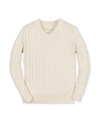 Boys&#39; Organic Long Sleeve V-Neck Cable Sweater - Little Kid, Big Kid