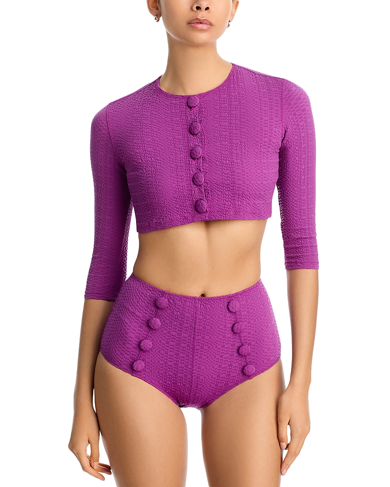 Lisa Marie Fernandez Cropped Cover-up Cardigan In Purple